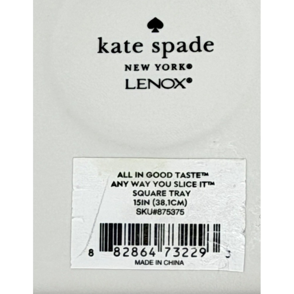 Kate Spade New York Lenox Pizza Platter Large Square Tray Serving Dish Chef New - Picture 7 of 7